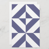 Midnight Blue Geometric Deco Cube Patroon Briefpapier (Voorkant / Achterkant)
