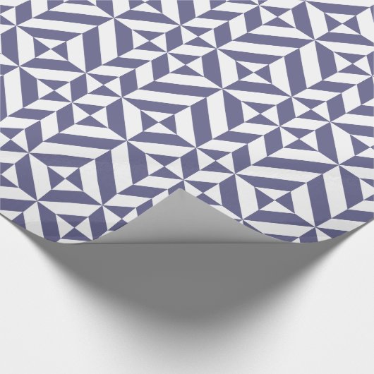 Midnight Blue Geometric Deco Cube Patroon Cadeaupapier (Hoek)