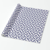 Midnight Blue Geometric Deco Cube Patroon Cadeaupapier (Uitgerold)