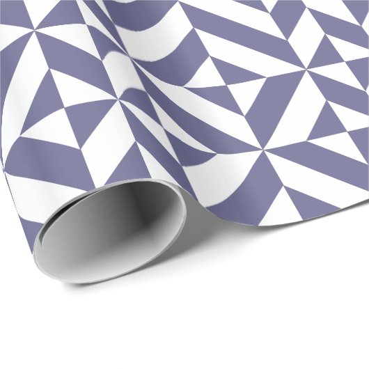 Midnight Blue Geometric Deco Cube Patroon Cadeaupapier (Rol Hoek)