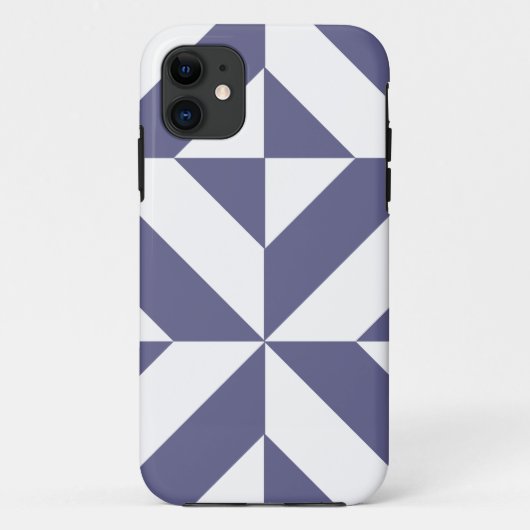 Midnight Blue Geometric Deco Cube Patroon Case-Mate iPhone Case (Achterkant)