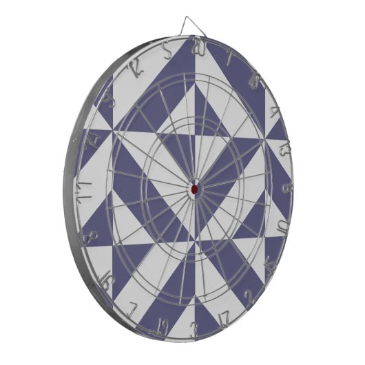 Midnight Blue Geometric Deco Cube Patroon Dartbord (Voorkant Links)