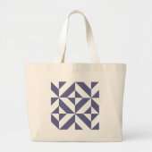 Midnight Blue Geometric Deco Cube Patroon Grote Tote Bag (Voorkant)