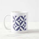 Midnight Blue Geometric Deco Cube Patroon Koffiemok (Links)