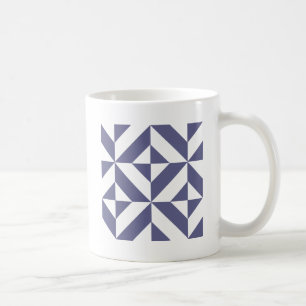 Midnight Blue Geometric Deco Cube Patroon Koffiemok