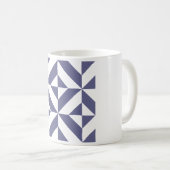 Midnight Blue Geometric Deco Cube Patroon Koffiemok (Voorkant rechts)