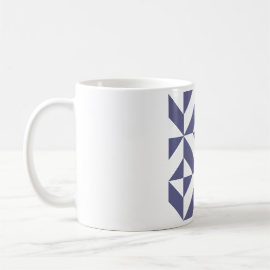 Midnight Blue Geometric Deco Cube Patroon Koffiemok (Links)