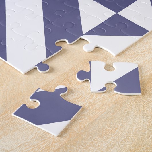 Midnight Blue Geometric Deco Cube Patroon Legpuzzel (Zijkant)