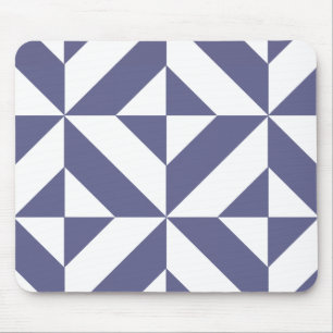 Midnight Blue Geometric Deco Cube Patroon Muismat