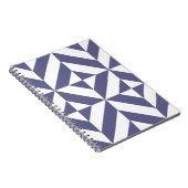 Midnight Blue Geometric Deco Cube Patroon Notitieboek (Rechterzijde)