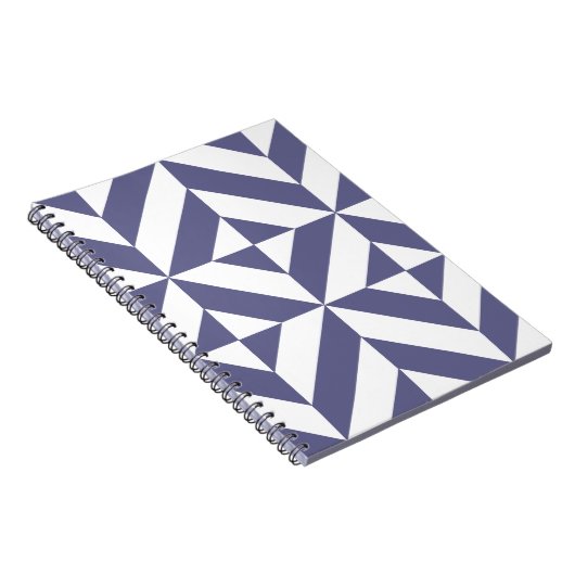 Midnight Blue Geometric Deco Cube Patroon Notitieboek (Rechterzijde)