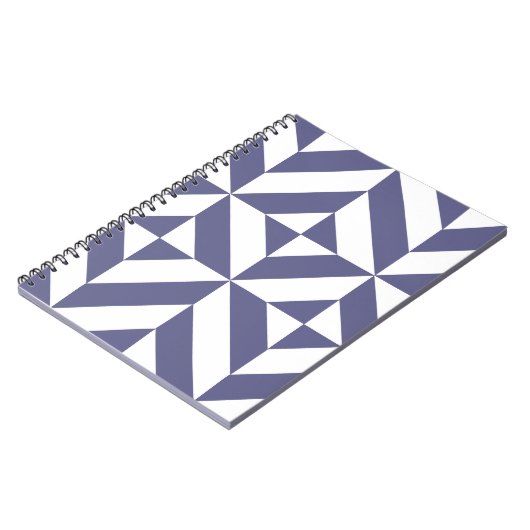 Midnight Blue Geometric Deco Cube Patroon Notitieboek (Linkerzijde)