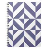 Midnight Blue Geometric Deco Cube Patroon Notitieboek (Voorkant)