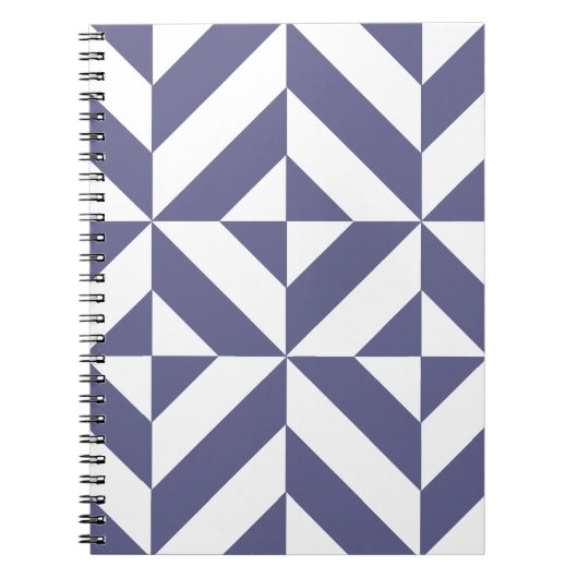 Midnight Blue Geometric Deco Cube Patroon Notitieboek (Voorkant)