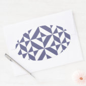 Midnight Blue Geometric Deco Cube Patroon Ovale Sticker (Envelop)