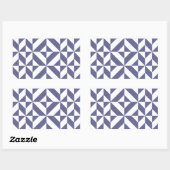 Midnight Blue Geometric Deco Cube Patroon Rechthoekige Sticker (Vel)