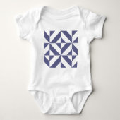 Midnight Blue Geometric Deco Cube Patroon Romper (Voorkant)