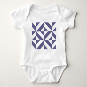 Midnight Blue Geometric Deco Cube Patroon Romper