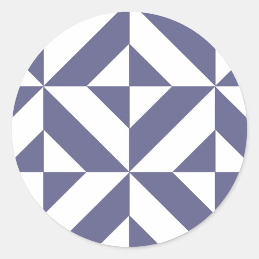 Midnight Blue Geometric Deco Cube Patroon Ronde Sticker (Voorkant)