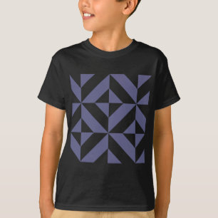 Midnight Blue Geometric Deco Cube Patroon T-shirt