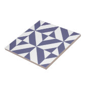 Midnight Blue Geometric Deco Cube Patroon Tegeltje (Zijkant)