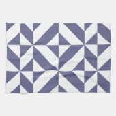 Midnight Blue Geometric Deco Cube Patroon Theedoek (Horizontaal)