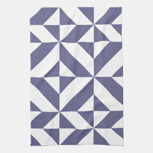 Midnight Blue Geometric Deco Cube Patroon Theedoek (Verticaal)