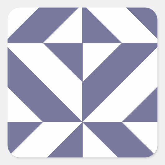 Midnight Blue Geometric Deco Cube Patroon Vierkante Sticker (Voorkant)