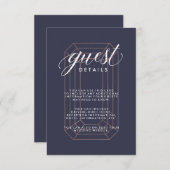 Midnight Blue Geometric Diamond Guest Information Informatiekaartje (Voorkant / Achterkant)