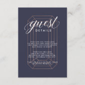 Midnight Blue Geometric Diamond Guest Information Informatiekaartje (Voorkant)