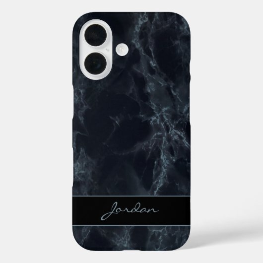 Midnight Blue gepolijst marmeren steen met naam Case-Mate iPhone Case (Achterkant)