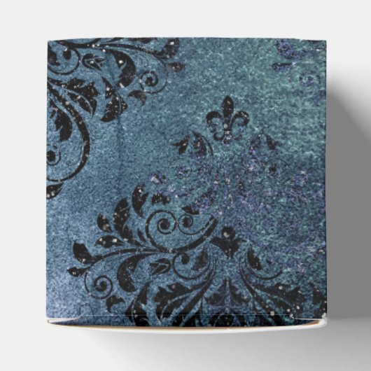 Midnight Blue Glimmer  Damask Bedankdoosjes (Bovenkant)