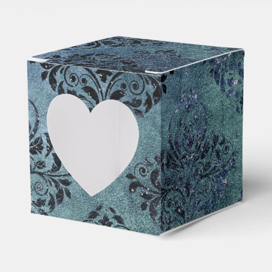 Midnight Blue Glimmer  Damask Bedankdoosjes (Voorkant Zijde)