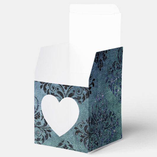 Midnight Blue Glimmer  Damask Bedankdoosjes (Geopend)