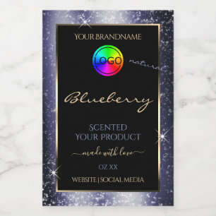 Midnight Blue Glitter Lijst Productlabel en Logo Voedselcontainer Etiket