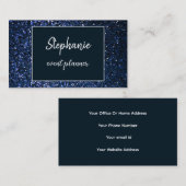 Midnight Blue Glitter Wit Professionele Luxe Visitekaartje (Voorkant / Achterkant)