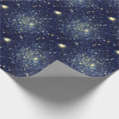 Midnight Blue & Gold Astral Glitter Sterren Cadeaupapier (Hoek)