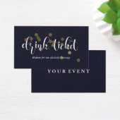 Midnight Blue & Gold Confetti Drink Ticket Visitekaartje (Bureau)