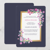 Midnight Blue, Gold en Roze Bougainvillea Flowers Kaart (Voorkant / Achterkant)