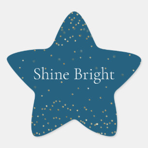 Midnight Blue Gold Glitzy Confetti Sparkle Ster Sticker