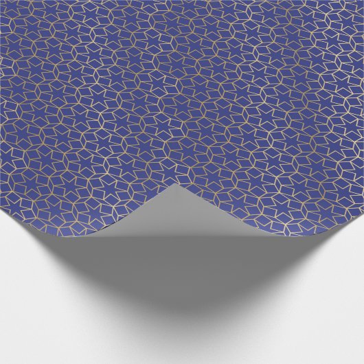 Midnight Blue Gold gradiënt Star Arabesque patroon Cadeaupapier (Hoek)