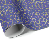 Midnight Blue Gold gradiënt Star Arabesque patroon Cadeaupapier (Rol Hoek)