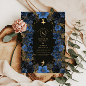 Midnight Blue & Gold Hemelse Huwelijk Kaart