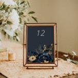 Midnight Blue Gold Luxe Floral Wedding Table Kaart<br><div class="desc">Ons collectie "Waterverf Moody Florals" is voorzien van donkere bloemen in zwarte, blauwgroen en middernachtblauwe kleuren met gouden accenten in combinatie met sierlijke typografie voor al uw gelegenheden. Mix en match de items zoals je wilt en neem contact met ons op als je speciale verzoeken hebt via chat of e-mail....</div>