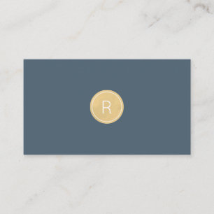 Midnight Blue Gold Monogram Minimal Visitekaartje
