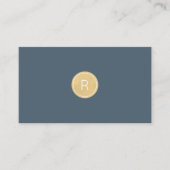 Midnight Blue Gold Monogram Minimal Visitekaartje (Voorkant)