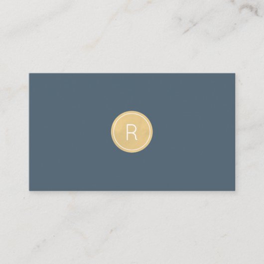 Midnight Blue Gold Monogram Minimal Visitekaartje (Voorkant)