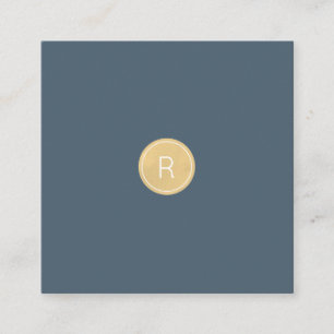 Midnight Blue Gold Monogram Vierkant Visitekaartje