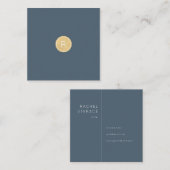 Midnight Blue Gold Monogram Vierkant Visitekaartje (Voorkant / Achterkant)