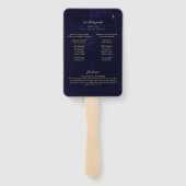 Midnight Blue Gold Moon Stars Wedding Programma Handwaaier (Achterkant)
